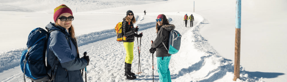 Wanderer auf Pfad haben Spaß